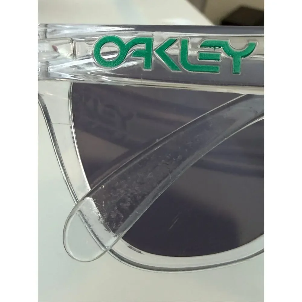 Oakley Frogskins Clear Frame Green Mirror Lens Sunglasses OO9245-38